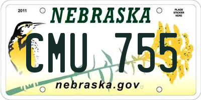 NE license plate CMU755