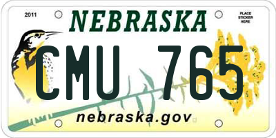 NE license plate CMU765