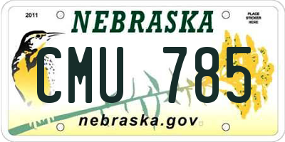 NE license plate CMU785