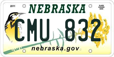 NE license plate CMU832