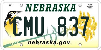 NE license plate CMU837