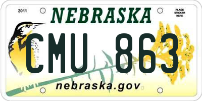 NE license plate CMU863