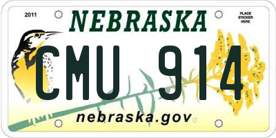 NE license plate CMU914