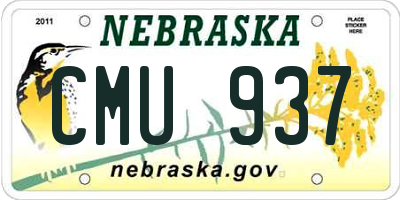 NE license plate CMU937