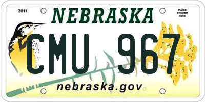 NE license plate CMU967