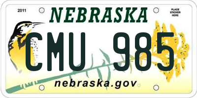 NE license plate CMU985
