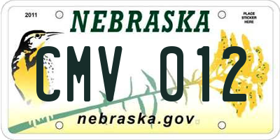 NE license plate CMV012