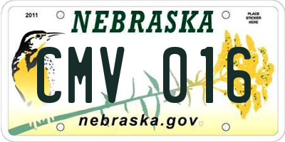 NE license plate CMV016