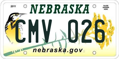 NE license plate CMV026
