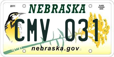 NE license plate CMV031