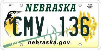 NE license plate CMV136