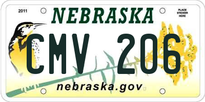 NE license plate CMV206