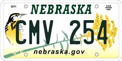 NE license plate CMV254