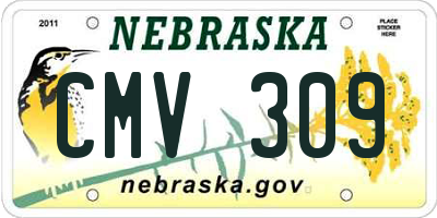 NE license plate CMV309