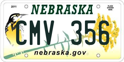 NE license plate CMV356