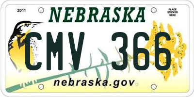 NE license plate CMV366