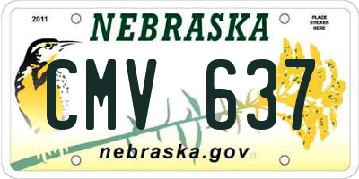 NE license plate CMV637