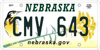NE license plate CMV643