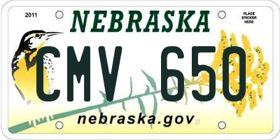 NE license plate CMV650