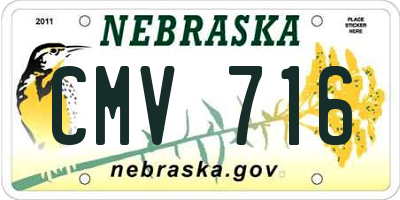 NE license plate CMV716