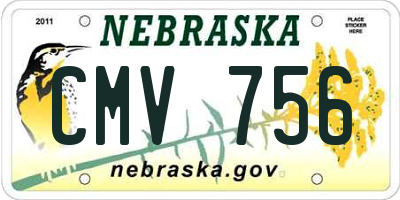 NE license plate CMV756