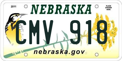NE license plate CMV918