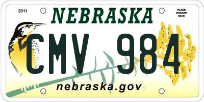 NE license plate CMV984