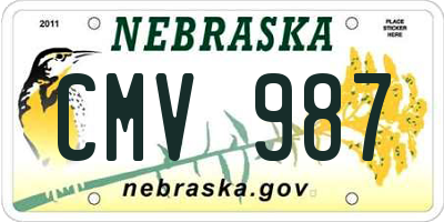 NE license plate CMV987