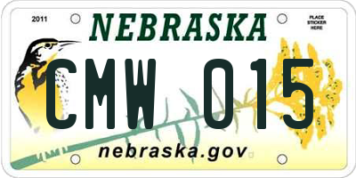 NE license plate CMW015