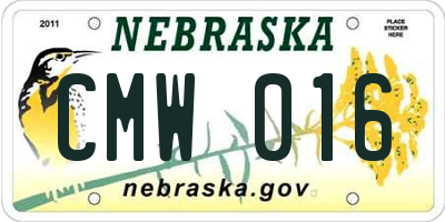 NE license plate CMW016