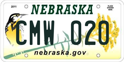 NE license plate CMW020