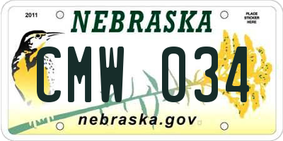 NE license plate CMW034