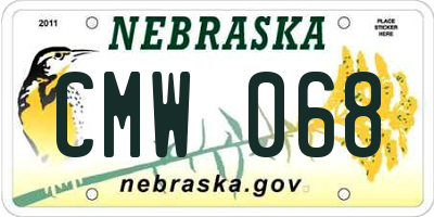 NE license plate CMW068