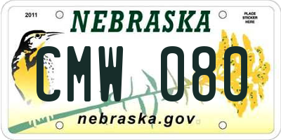 NE license plate CMW080