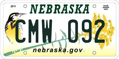 NE license plate CMW092