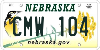 NE license plate CMW104