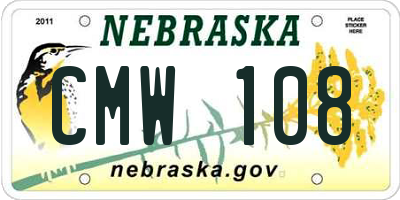 NE license plate CMW108