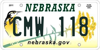 NE license plate CMW118
