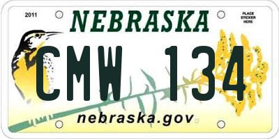 NE license plate CMW134