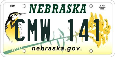 NE license plate CMW141