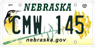 NE license plate CMW145