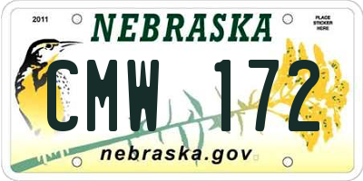 NE license plate CMW172