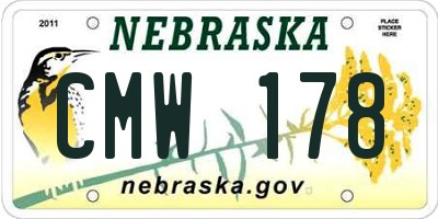 NE license plate CMW178