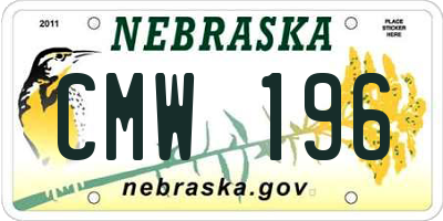 NE license plate CMW196