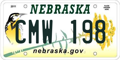 NE license plate CMW198