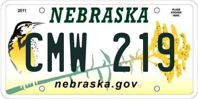 NE license plate CMW219