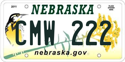 NE license plate CMW222
