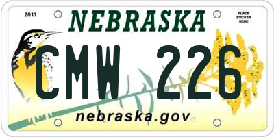 NE license plate CMW226