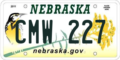 NE license plate CMW227