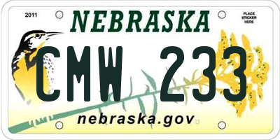 NE license plate CMW233